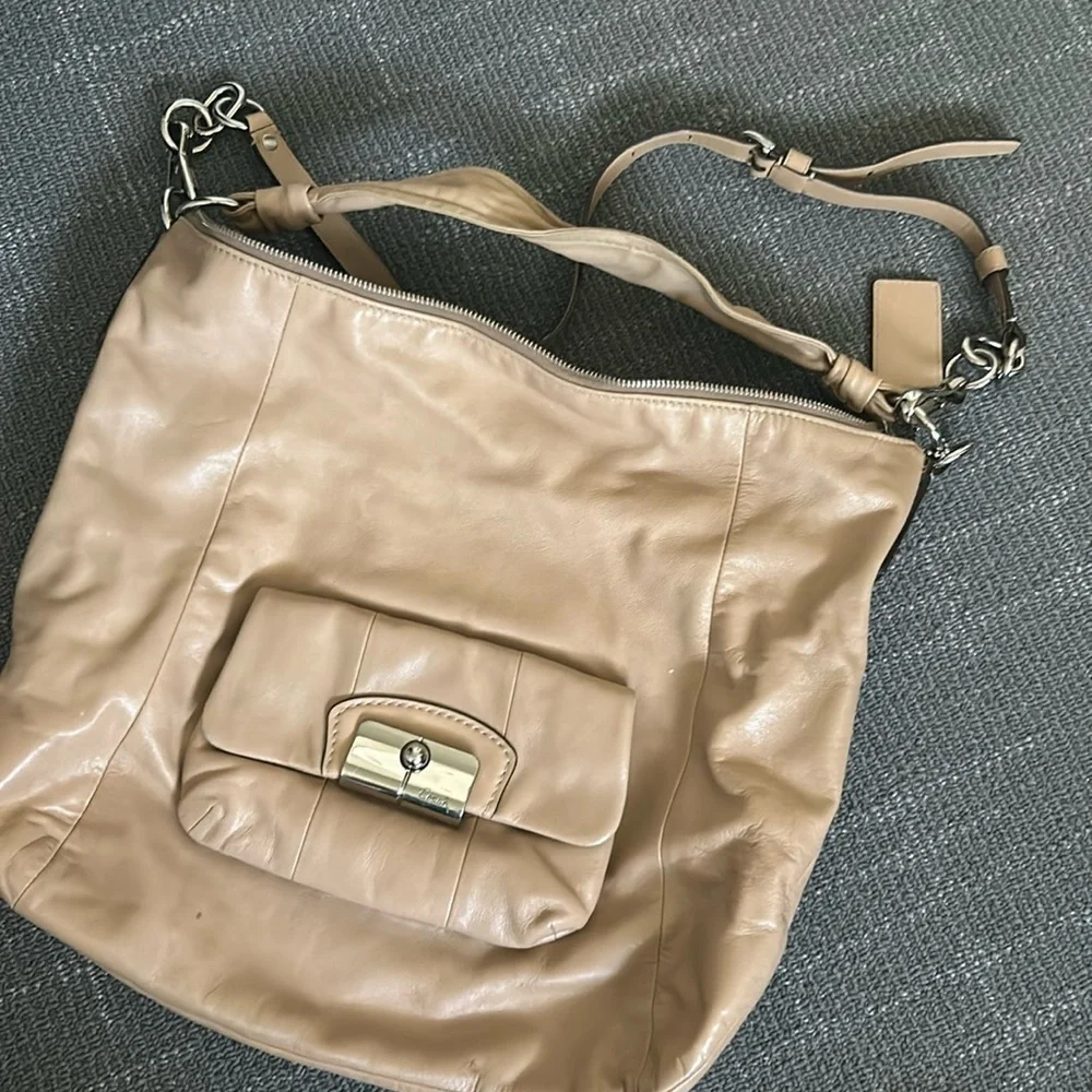 COACH Kristin Leather Crossbody Beige Convertible Shoulder Bag 14769